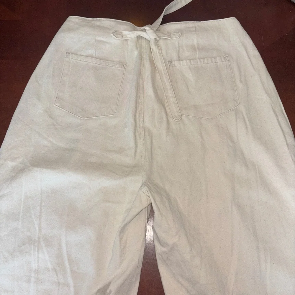 CIDER | Wide Leg | High Waisted |‎ Zipper | 100% Cotton Cream Pants | 1XL